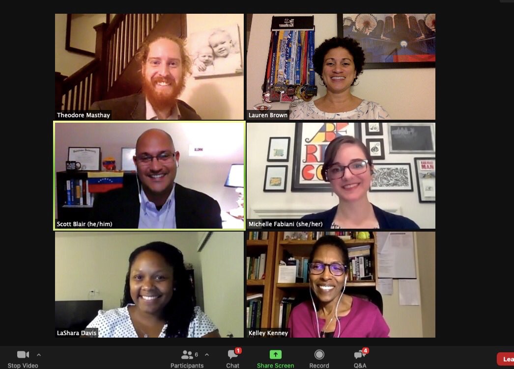 DSUSportMgmt's tweet photo. Mr. Scott Blair, AVP of Diversity, Equity, and Inclusion, led a panel discussion last night to discuss the 2020 U.S. Election.  Dr. Brown was pleased to be among the faculty members asked to participate, offering her insights on athlete activism and the election. https://t.co/BAUslB39Ou