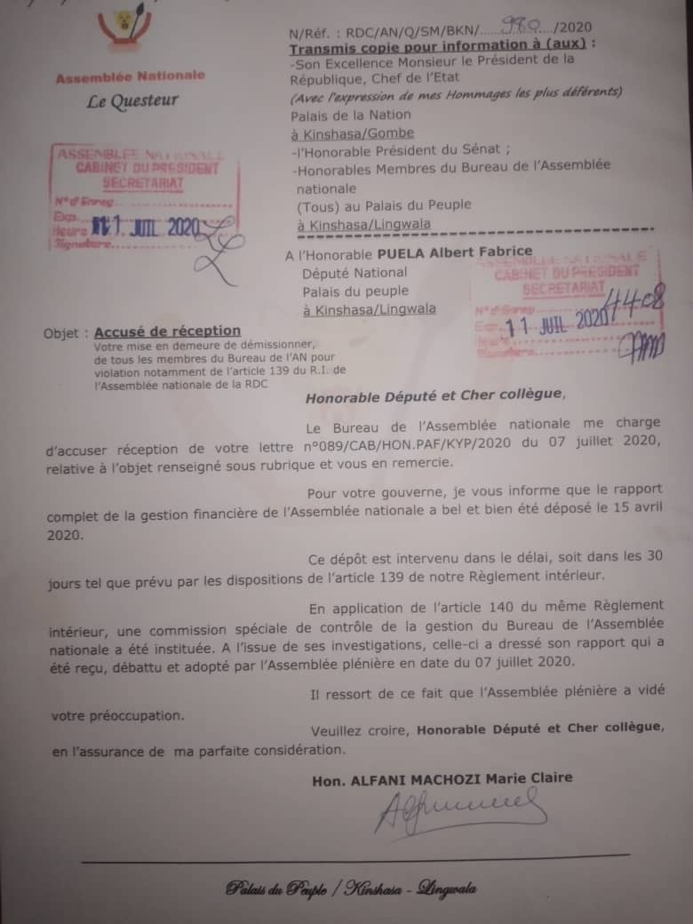 Sauf à être dans la logique d'un coup d'Etat institutionnel contre l'Assemblée nationale,  Comment comprendre que le Conseil d'Etat insiste alors qu'il est clairement établi que le bureau a déposer son rapport dans les temps et que la demarche de Puela est illégale.