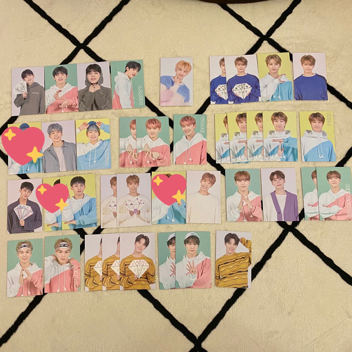 ___178ny's tweet photo. SEVENTEEN セブチ　calatland ケレン ペア　トレカ 交換

求　ホシ　　ペア

譲　エスクプス　ジョシュア　ジュン　ウォヌ　ウジ　ディエイト　ミンギュ　ドギョム　スングァン　バーノン　ディノ

semicolonのトレカもまとめて交換していただける方お声がけ下さい🙇‍♂️ https://t.co/5m4BcTOza7