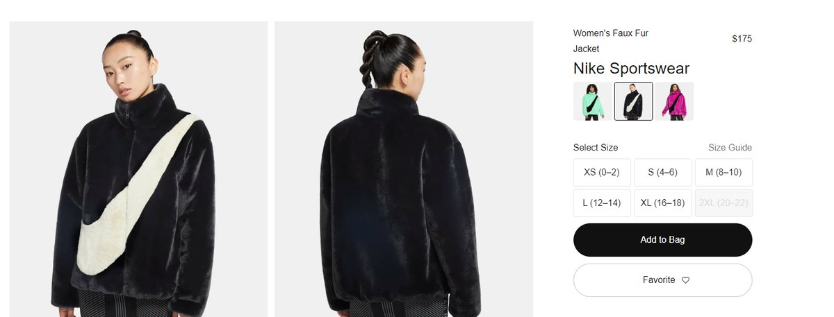 nike black fur jacket