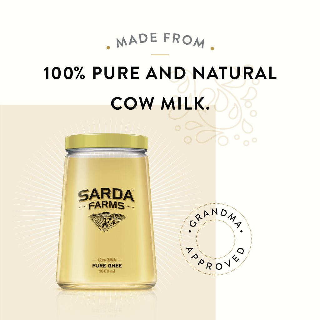 100% natural ghee, made from pure cow milk, exactly the way Grandma used to make it. Freshly churned at our family farm and delivered straight to your doorstep. Perfect to add the delicious flavours and aromas that grandma's cooking always carried. 
#HappyDiwali #SardaFarms
