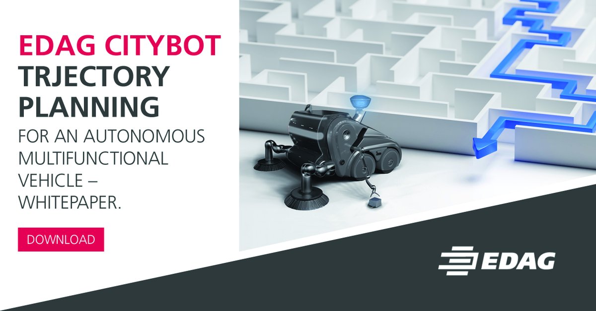 EDAGGroup's tweet photo. For the #EDAGCityBot #AIPrototype, our experts took simple robotics procedures and developed a form of trajectory planning that enables the EDAG CityBot to autonomously approach an individual object. Our #whitepaper show how this works: https://t.co/eHJcF8g2lt https://t.co/7MInpkN9JW