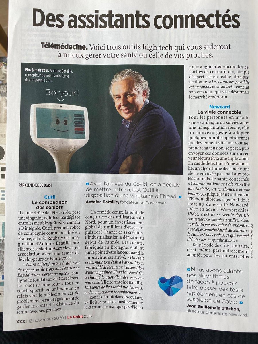 antbataille's tweet photo. Le magazine #lepoint met Cutii à l’honneur pour participer à la lutte contre le #COVID https://t.co/BO9VfbRsAe