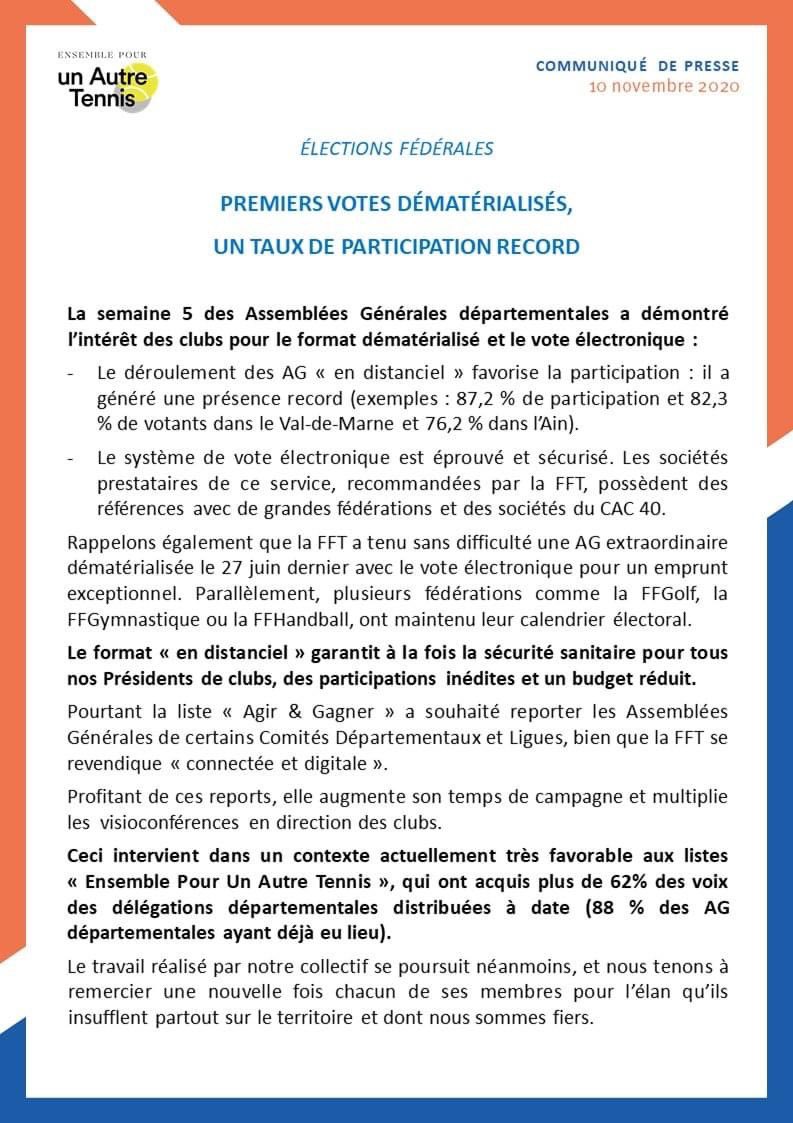 GillesMoretton's tweet photo. Les AG dématérialisées sont un succès et un format approuvé par les clubs. La mobilisation se poursuit. Merci à nos représentants de maintenir le cap du #choixdurassemblement #fft @UnAutreTennis https://t.co/gzR24uWwvN