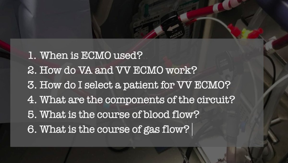 ECMO has been increasingly adopted in ARDS & critical care practice but is a complex topic to learn.These 3 videos from  @JenelleBadulak we published in  @ATSScholar are required viewing to simplify VV ECMO:1) Pt. selection & circuit tour  https://bit.ly/3lljRID  #MedEd1/2