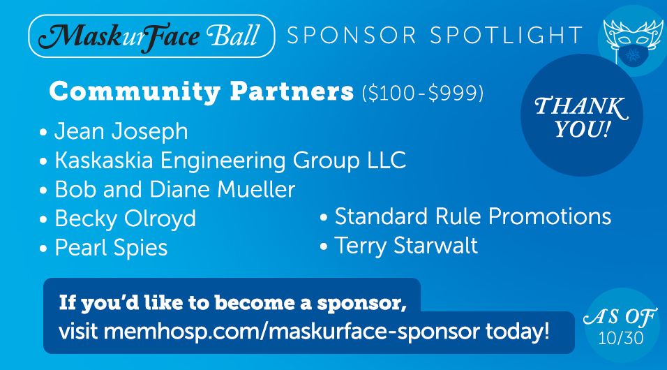 Thank you to our MaskurFace Ball Community Partner sponsors.  There is still time be a sponsor and to vote for your favorite mask.  mymemorialnetwork.com/maskurface-ent…