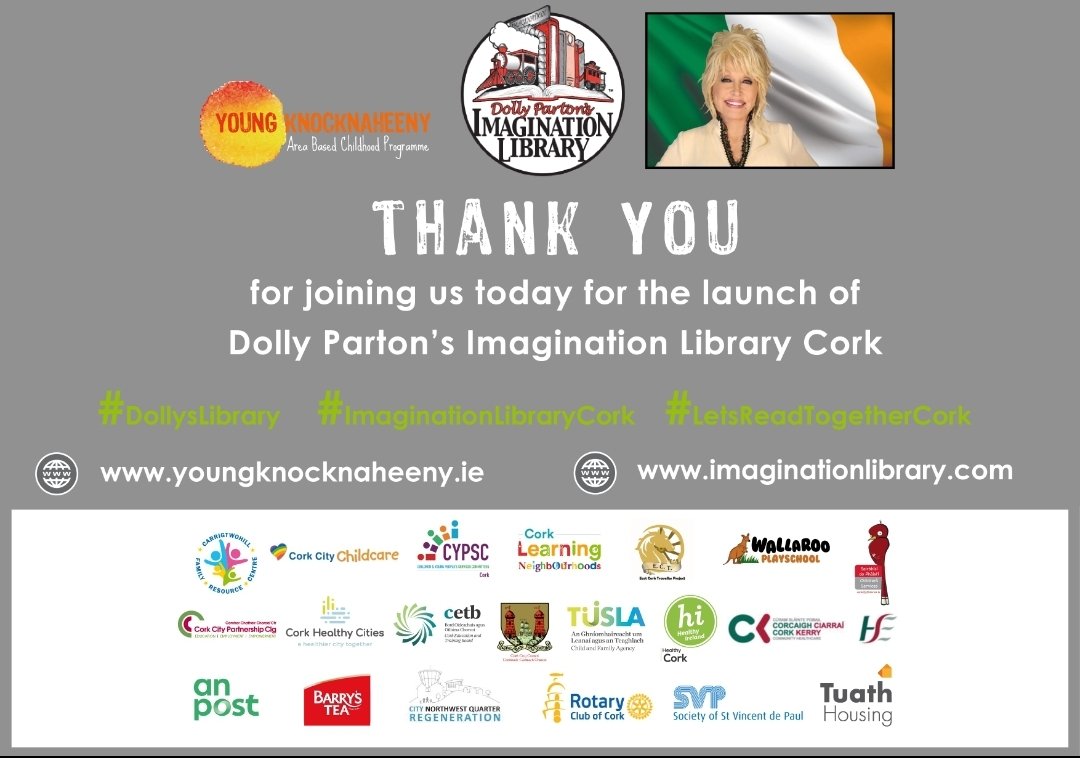 VEStudioCork's tweet photo. It was wonderful to work with @youngknockABC for the launch of @DollyParton's @dollyslibrary Cork with @StevieGrainger as MC.
We hope everyone enjoyed the virtual event. #DollysLibrary #ImaginationLibraryCork #LetsReadTogetherCork #VirtualEvents #PureCork https://t.co/5gUCwiCDIZ