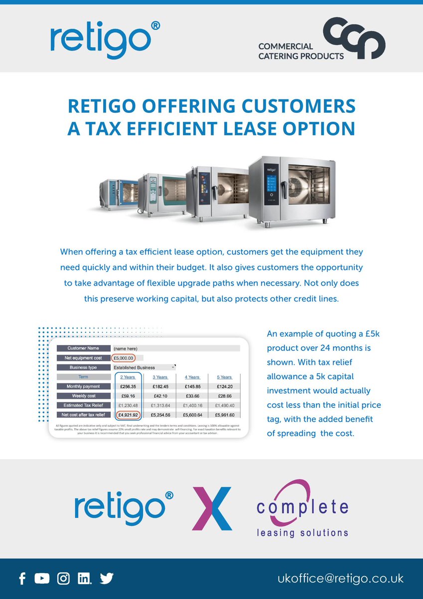 Find out more information about our tax efficient lease option! 👇

Enjoy Retigo products in a more affordable and convenient way.

#CateringEquipment #Leasing