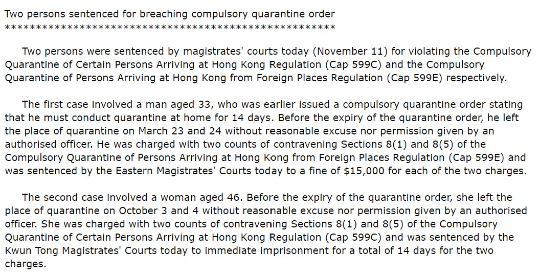 33-year-old male gets $15000 fine for two breaches.46-year-old woman gets 14 days jail for two breaches.