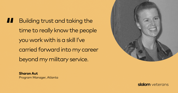 To all our veterans today, thank you for your service and bravery. Please join us in celebrating one of Slalom Atlanta's #vets, Sharon Aut. We are so proud to have you in our <a href="/Slalom/">Slalom</a> family. #slalomproud