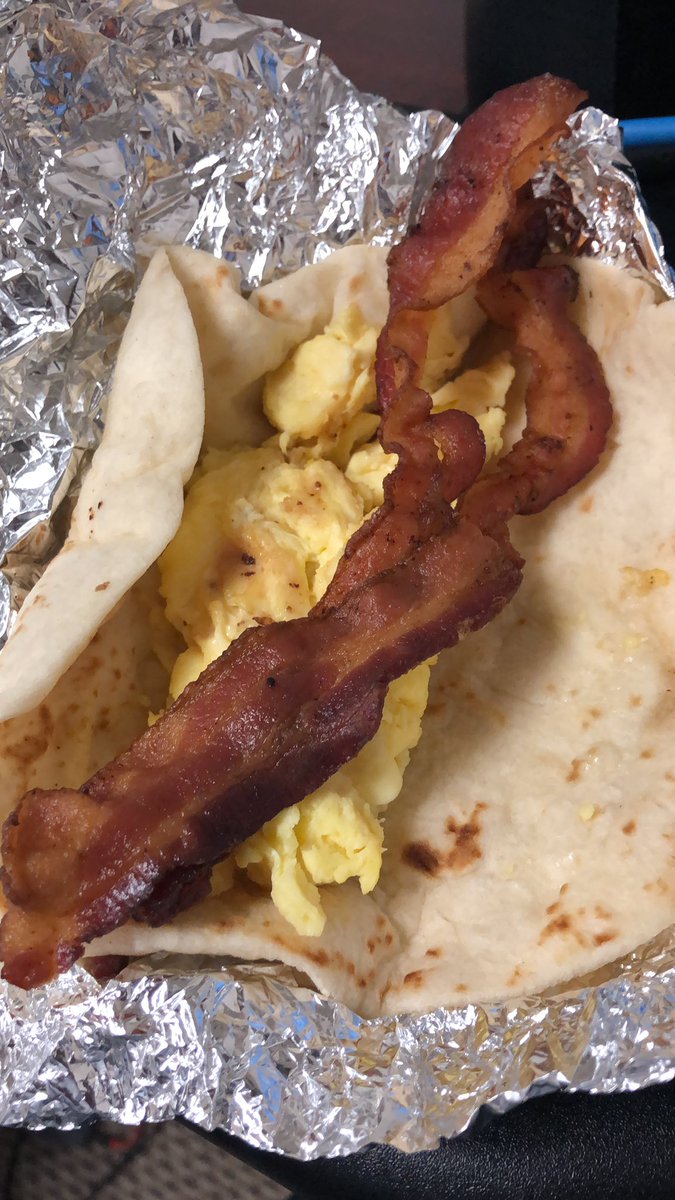 JCRATTORNEY's tweet photo. When it comes to bacon and egg tacos, I’m #teamstrip not pieces. Also, double bacon today FTW!!! https://t.co/ZbkoXS4I6A