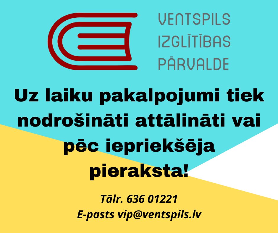 Sakarā ar ārkārtējās situācijas izsludināšanu, tiek pārtraukta apmeklētāju pieņemšana klātienē!
Būsim atbildīgi un saudzēsim sevi un citus!☝️