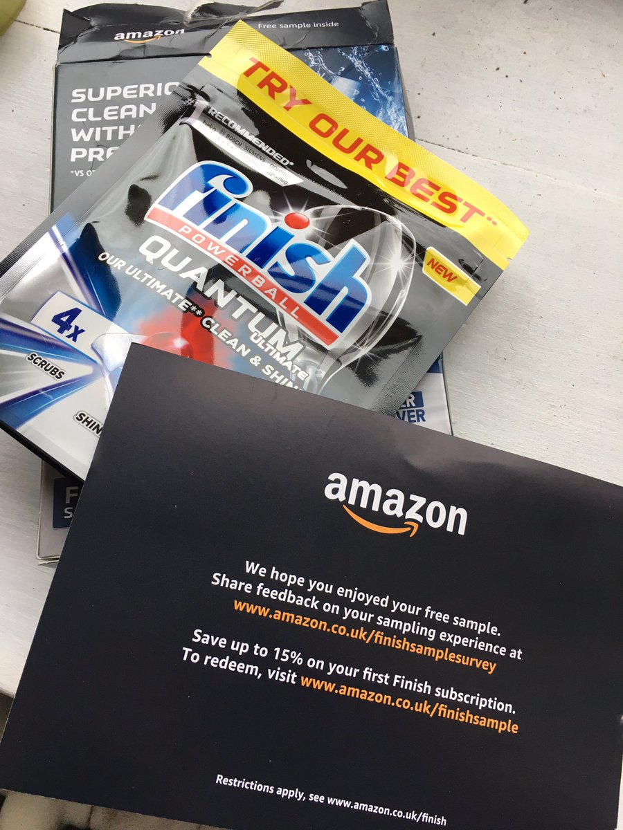 abigibby's tweet photo. Umm random bit of post in the mail today from @AmazonUK            thank you amazon for the free sample of finish dishwasher tablets      #freesamples #finishpowerball #dishwashertablets #amazonfreebies https://t.co/XF11wOT62h