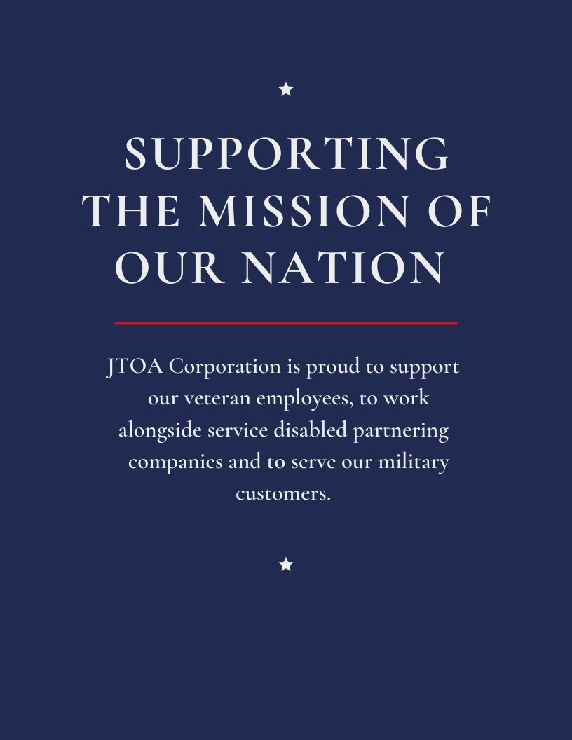 Happy Veterans Day!  Thank you today and every day for your service! JTOA Corporation is proud to serve alongside our military employees, partnering companies and customers. #veteransday #jtoacorporation #servicedisabled #jtoabrand