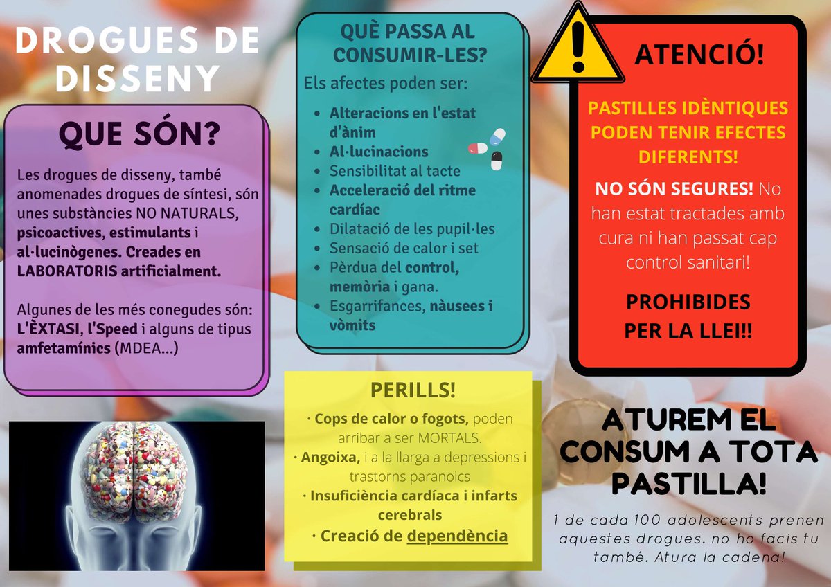 CCSolsones's tweet photo. Els alumnes de 3r d’ESO de l’Institut Escola Vall de Lord han fet uns díptics sobre diferents tipus de drogues.
Ens fa molta il·lusió publicar un treball tan ben fet.
Gràcies per compartir-ho amb nosaltres! https://t.co/4YrKv0EWRZ