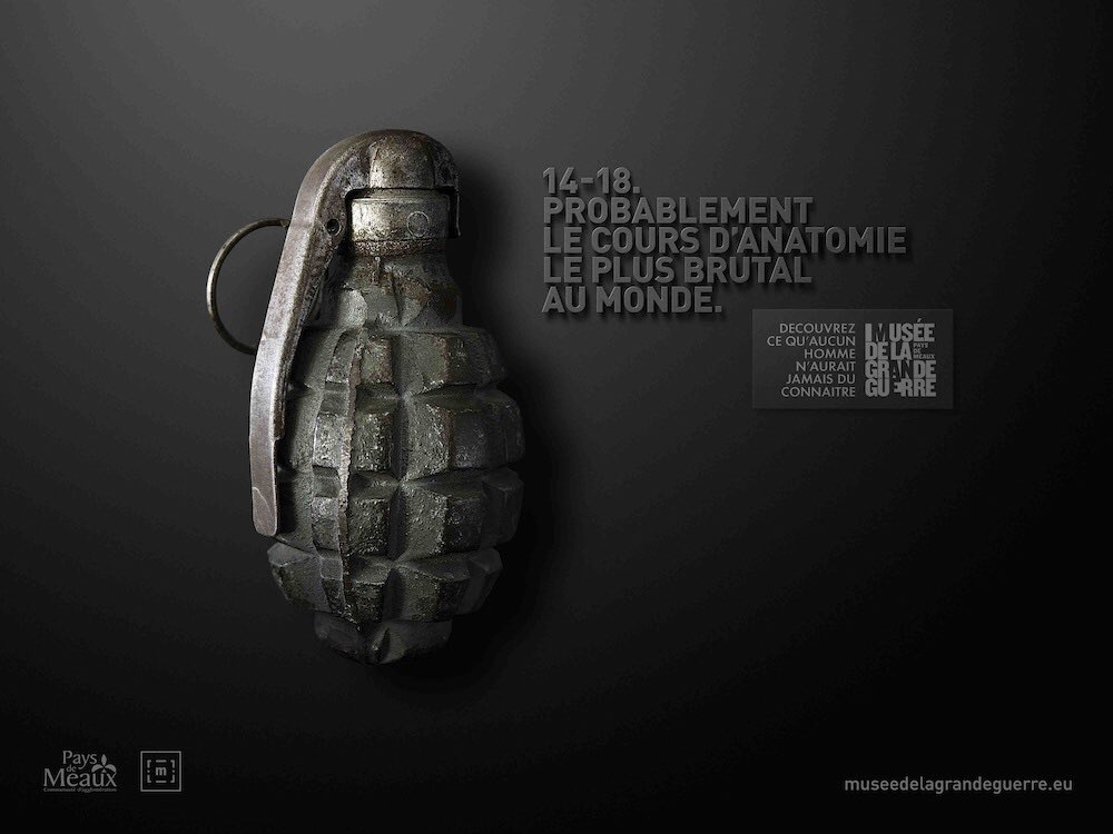unpotedanslacom's tweet photo. #ArmisticeDay Aujourd’hui nous commémorons la fin de la 1ère guerre mondiale.
L’occasion de repartager cette campagne de 2015 du Musée de la Grande Guerre de Meaux 🇫🇷

Agence : @ddbparis https://t.co/gqJQSnlyTz