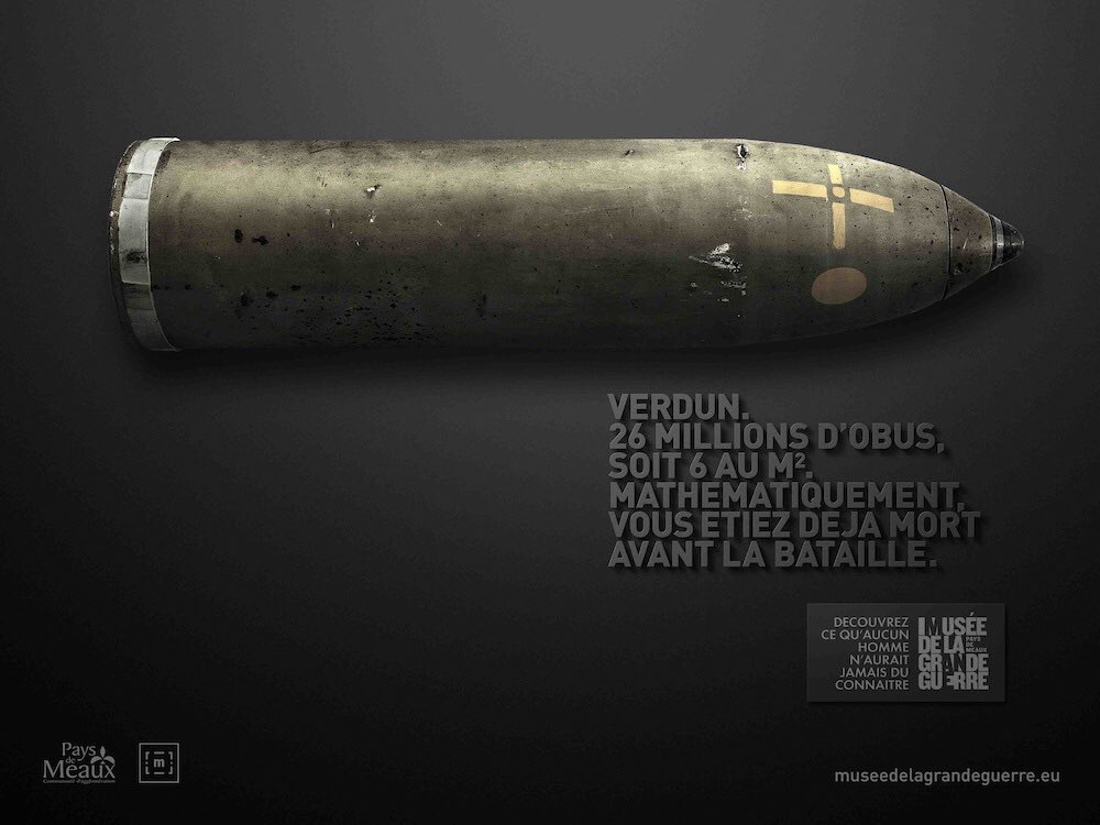 unpotedanslacom's tweet photo. #ArmisticeDay Aujourd’hui nous commémorons la fin de la 1ère guerre mondiale.
L’occasion de repartager cette campagne de 2015 du Musée de la Grande Guerre de Meaux 🇫🇷

Agence : @ddbparis https://t.co/gqJQSnlyTz