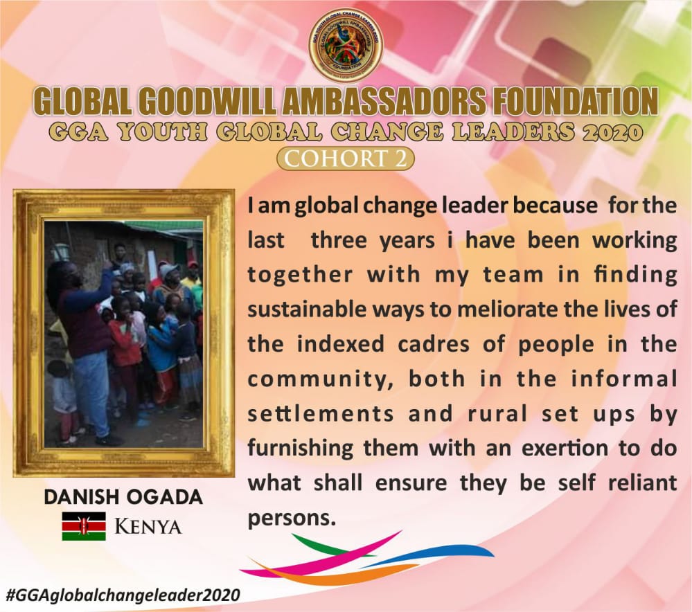 YouthGga's tweet photo. GGA Youth Global Change Leaders Introduce Danish Ogada Kenya who’s championing for people living in informal and rural set ups by furnishing them with an exertion and ensure they are self reliant.

Welcome to the Cohort 2 family!

#MeetTheGGAMentees https://t.co/daEeS6gQ2i