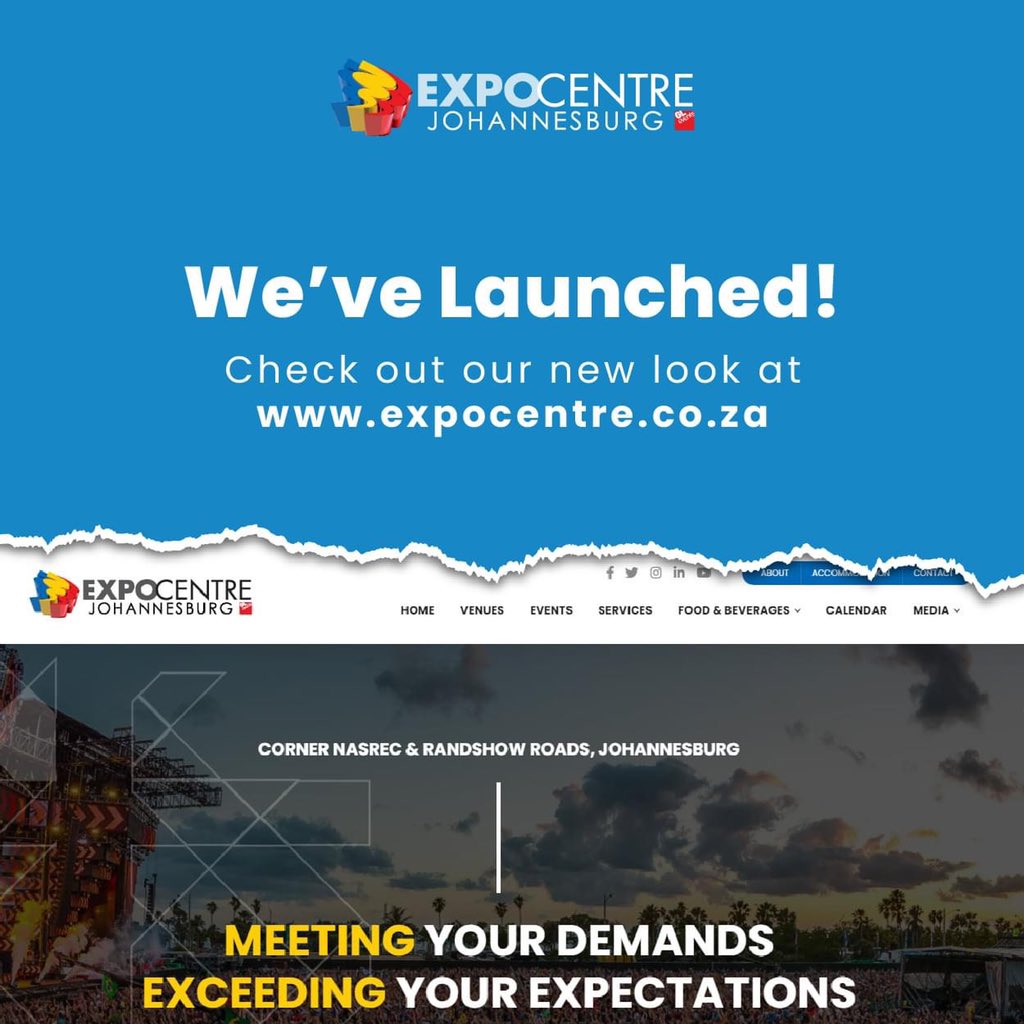 We Have Launched!!
Check out our brand new website which is packed full of information and resources for planning your next Event or Exhibition! 
expocentre.co.za
#johannesburgexpocentre #websitelaunch