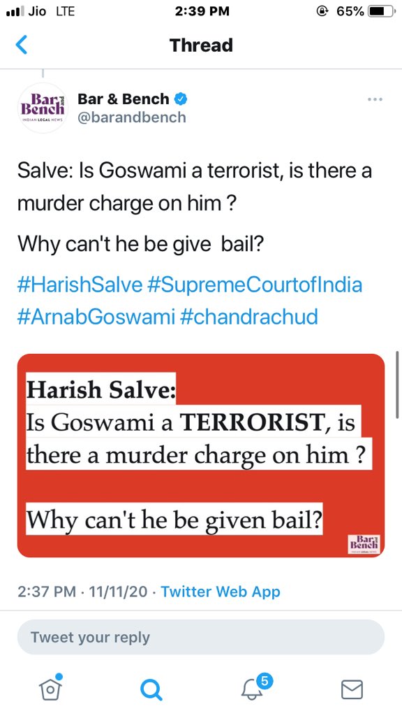 BIG BREAKING.
Blistering argument by Harish Salve
Harish salve is on fire ripped apart the concocted and fabricated case against Arnab Goswami.
#ReleaseArnabNow.

#SupremeCourt    #ArnabGoswami 

 #SCGrantBailToArnab