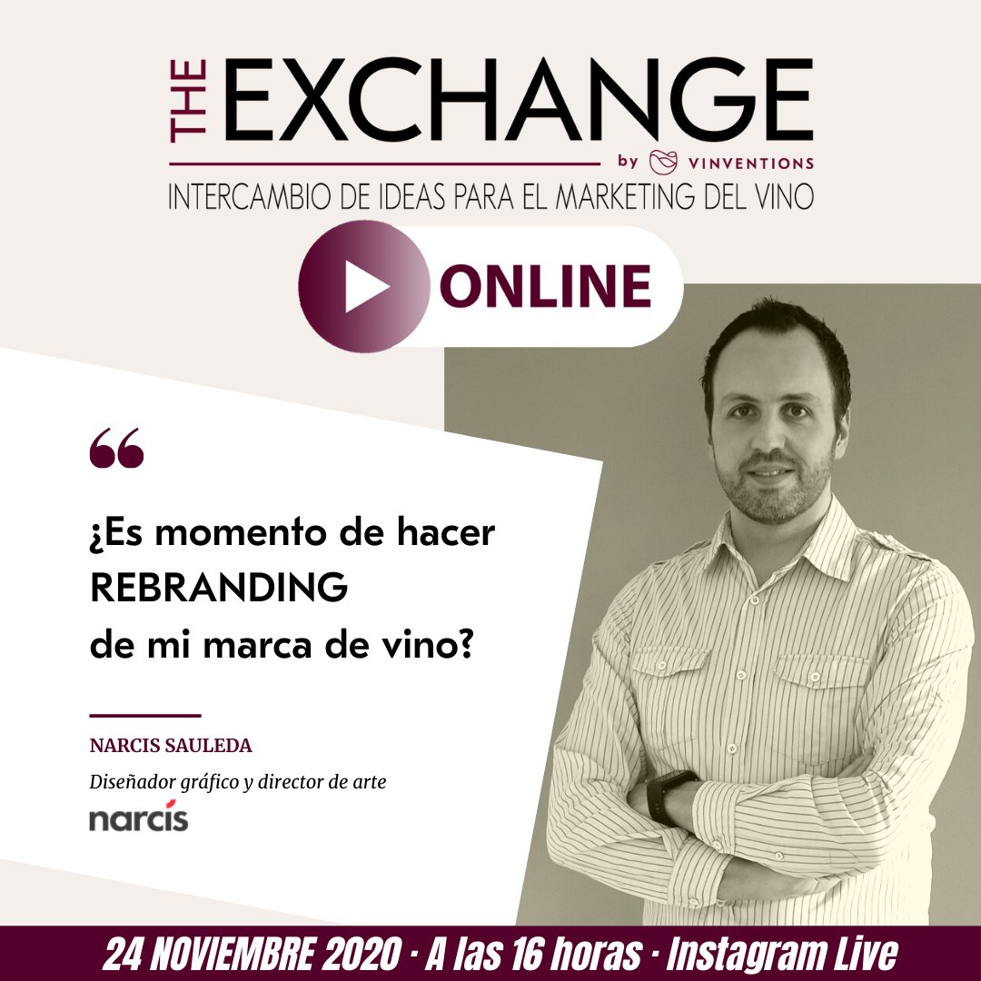 vinventions_es's tweet photo. 📣¡Vuelve #TheExchange – el foro de intercambio de ideas para el marketing del vino!🍷
💻Y esta vez, en formato online #InstagramLive

SAVE THE DATE!
📆24 noviembre
⏰A las 16h (CET)
☝️TEMA:¿Es momento de hacer rebranding de mi marca de vino?

Síguenos en IG: @vinventions_espana https://t.co/yXFO80XXIW