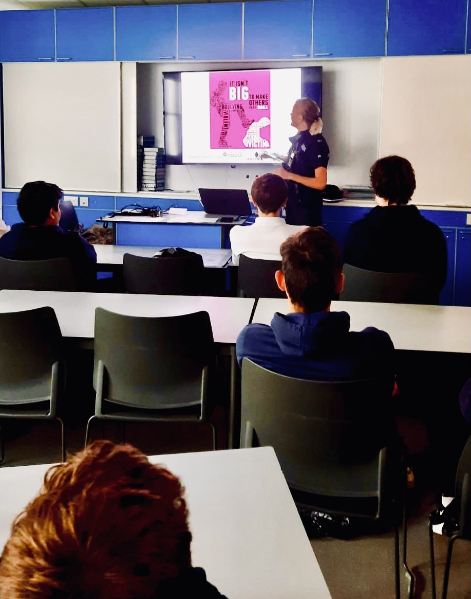 RGPolice's tweet photo. In continued support of #AntiBullyingWeek next week, #RGPCommunity officers are delivering #antibullying presentations and engagements with Gibraltars next generation. Together we can beat this damaging practice! #Gibraltar #prosocialbehaviour https://t.co/SZl9sMuxWo