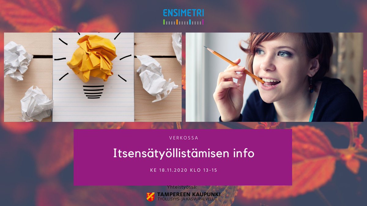 Itsensä työllistäminen, esimerkiksi kevytyrittäjyys, on työllistämisen kasvava trendi, mutta mitä sillä tarkoitetaan? Lue lisää ja ilmoittaudu etäinfoon: ensimetri.fi/itsensatyollis…
#ensimetri #kevytyrittäjyys #itsensätyöllistäminen #yrittäjyys <a href="/tretyollisyys/">Tampereen kaupungin työllisyys- ja kasvupalvelut</a>