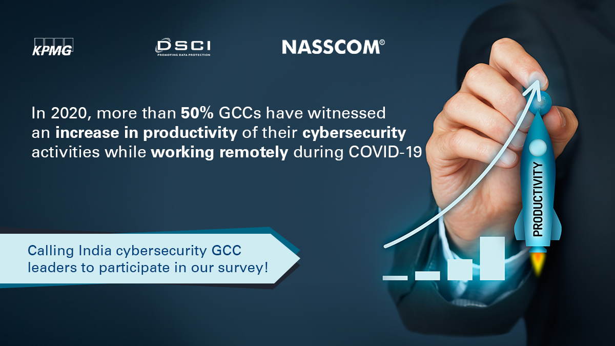 KPMGIndia's tweet photo. Are you a #GCC leader who has participated in the @KPMGIndia-@nasscom-@DSCI_Connect survey? The findings will soon be released as '#SecureinIndia 2020 - GCC at the forefront of navigating global #digitalrisk’ report. In order to participate, pls email in-fmsecureinindia@kpmg.com https://t.co/nhiLNsHqTv