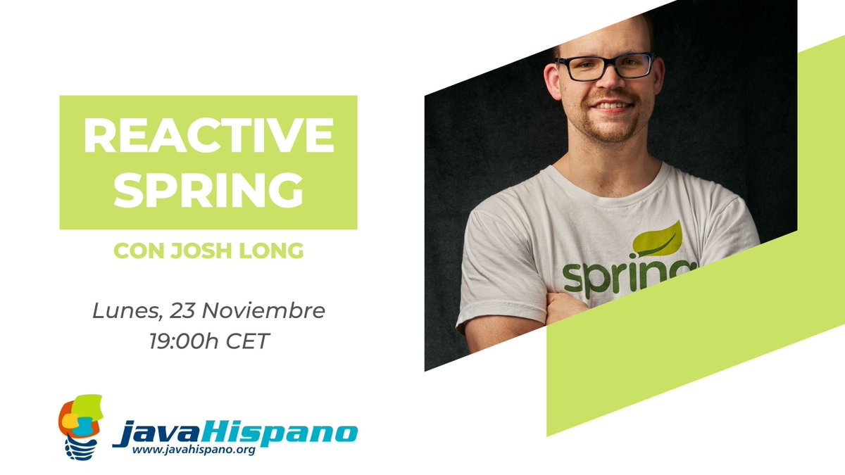 javahispano's tweet image. El próximo 23 de noviembre os invitamos a la charla Reactive Spring con Josh Long (@starbuxman).

🗓 Lunes, 23 de noviembre a las 19h CET

✏ Podéis confirmar vuestra asistencia en: eventbrite.es/e/reactive-spr…

¡Os esperamos a tod@s!

javahispano.org/portada/2020/1…

#java #spring #reactive