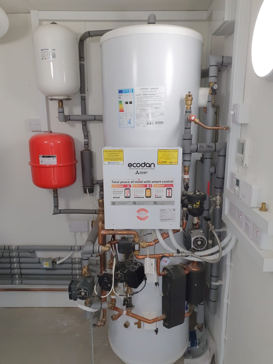 Recently completed new build project in Bridport. The Evergreen Team installed the Air Source Heat Pump, hot water cylinder, MVHR, underfloor heating, electrical installation, domestic plumbing and bathroom installations. <a href="/Ecodanheating/">Mitsubishi Electric Residential UK</a> <a href="/UFHN_Ltd/">UFHN LTD</a> <a href="/VentAxia/">VENT-AXIA</a>