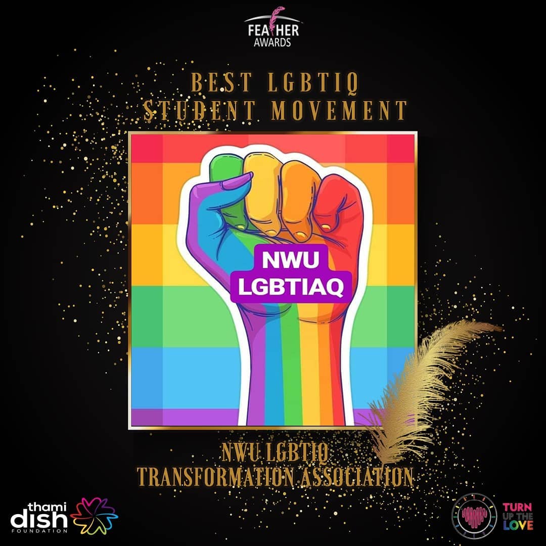theNWU's tweet photo. We are rooting for our NWU LGBTIAQ+ Transformation Association nominated Best Student Movement @featherawards. This nomination affirms our strides of building a culture of inclusion, acceptance &amp; creating a safe space. 

RETWEET to show your support 🏳️‍🌈🌈

#MyNWU #Feathers12 https://t.co/DOuXBEPtnM