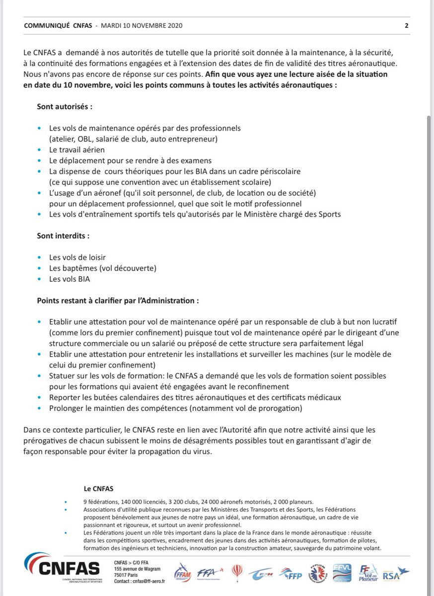 🚩🛫 Les fédérations d'aviation générale, loisirs et sports unies d'une seule voix ! #cnfas DGAC #ulm <a href="/DGAC/">Direction générale de l'aviation civile 🇫🇷🇪🇺</a> <a href="/FFAeronautique/">F. F. Aéronautique</a> <a href="/FFVolenPlaneur/">FFVP</a>