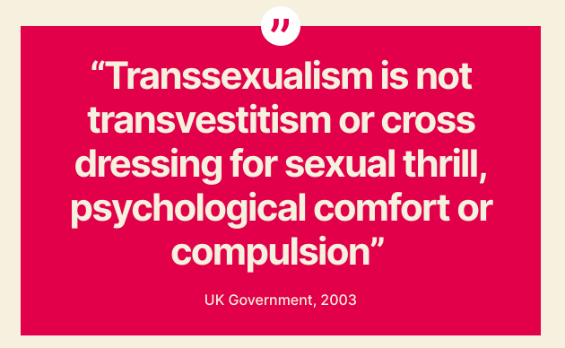 In 2003 the government was trying to draw a bright line between transsexualism and transvestitism