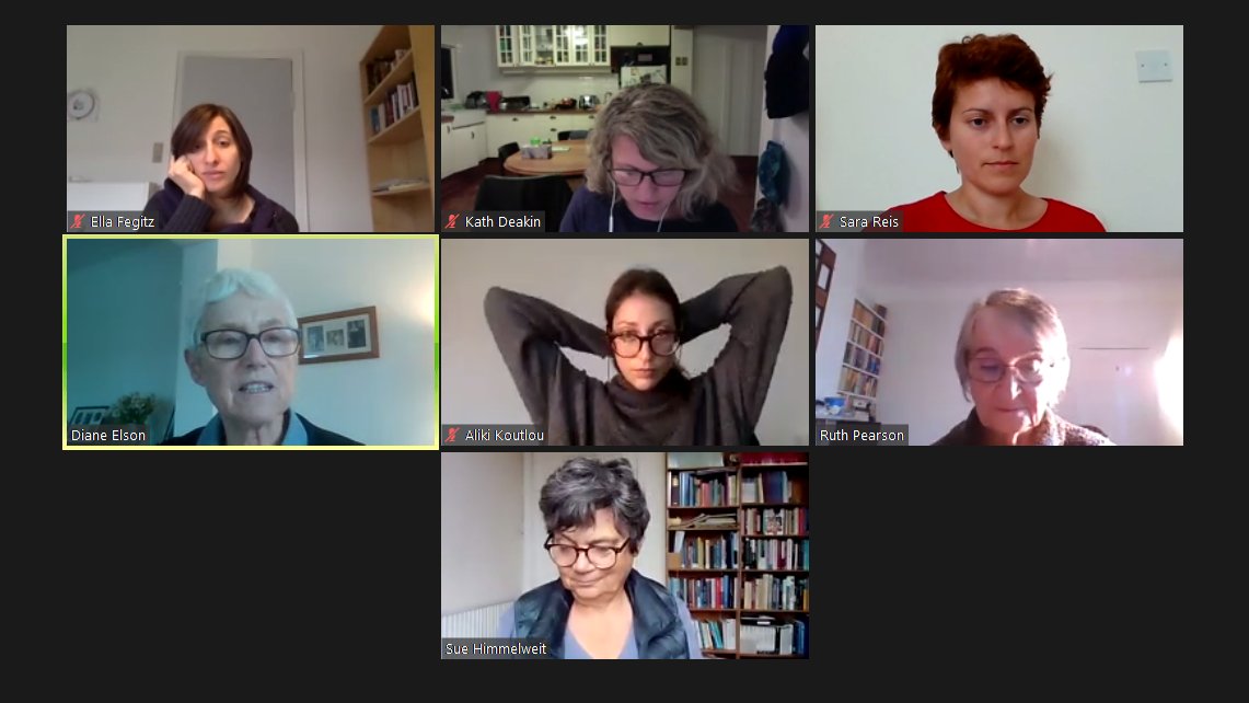 WBG_ECN's tweet image. Prof Diane Elson is kicking off the day, discussing the term #SocialReproduction through key papers from Beneria (1979), Humphries &amp;amp; Rubery (1984) and Pearson &amp;amp; Elson (2015) #WBG_ECN2020