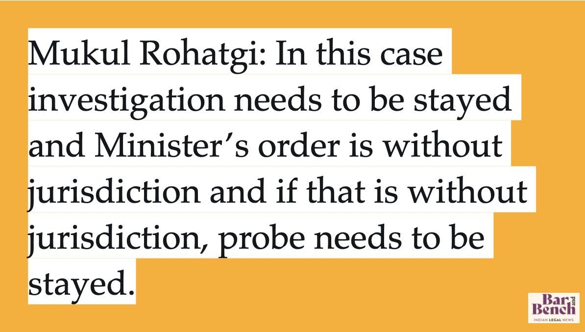 Mukul Rohatgi: In this case investigation needs to be stayed and ministers order is without jurisdiction and if that is without jurisdiction, probe needs to be stayed. High Court should have done so under Section 482 of CrPC. #SupremeCourtofIndia  #ArnabGoswami  #HarishSalve