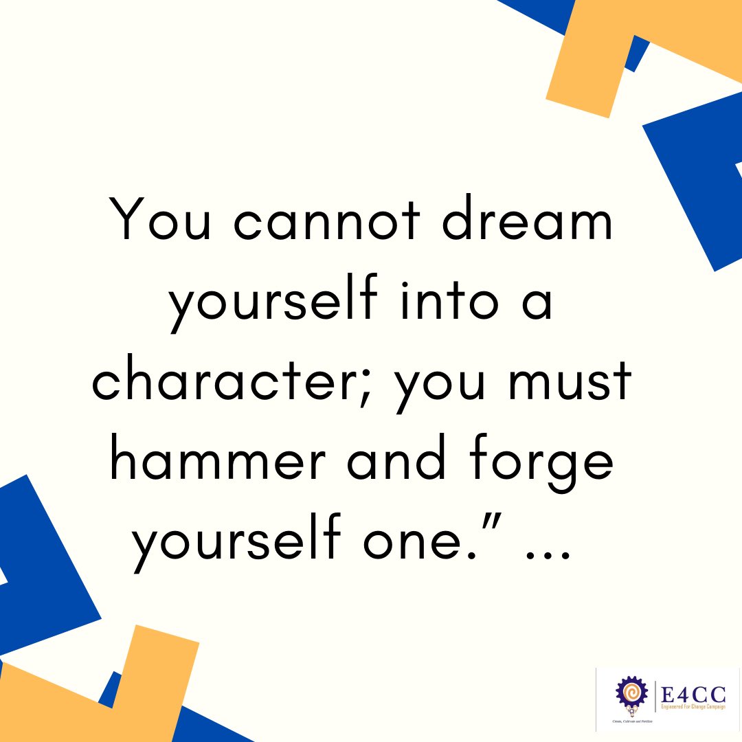 eng4cc's tweet photo. You can't dream of being someone else. You are are what makes yourself different, you hammer and forge different qualities and traits into your personality. You're the one who makes you different from anyone else.
#EngineeredForChange #EngineeredForChangeCampaign #MidWeekQuote https://t.co/1XAftMGIXa