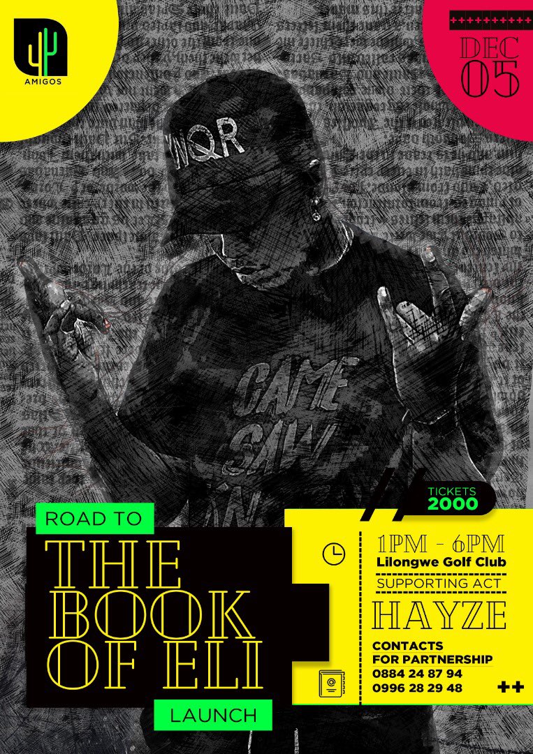 Amigos_inc's tweet photo. 🚨 ARTIST LINE UP 🚨

Catch two of 🇲🇼 Hottest Rappers SUFFIX &amp; HAYZE ENGOLAH at #RoadToBookOfEli 

               5 December 2020

               Lilongwe Golf Club 

It’s going to be a movie 🐝🌵 https://t.co/FThXLDJFnV