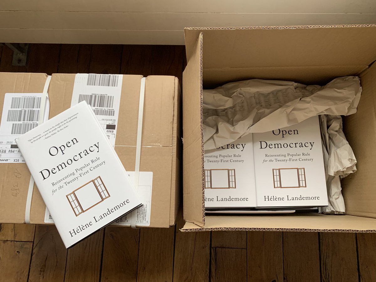 landemore's tweet image. Look what came in the post today, at long last! 2 boxes of #opendemocracy ! Thank you @MattRohal
