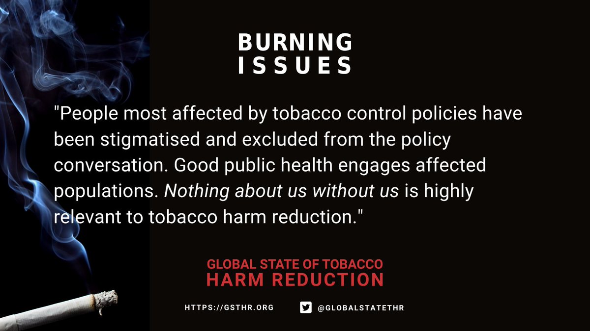 GlobalStateTHR's tweet photo. For @FCAforTC in #COP9week, we're sharing #GSTHR #BurningIssues' conclusions and recommendations. 

People most affected by #TobaccoControl policies must be included in the conversation - not stigmatised and excluded. 

#GSTHR #BurningIssues 

https://t.co/VZgAcHHbal https://t.co/tMrlSD44Oc