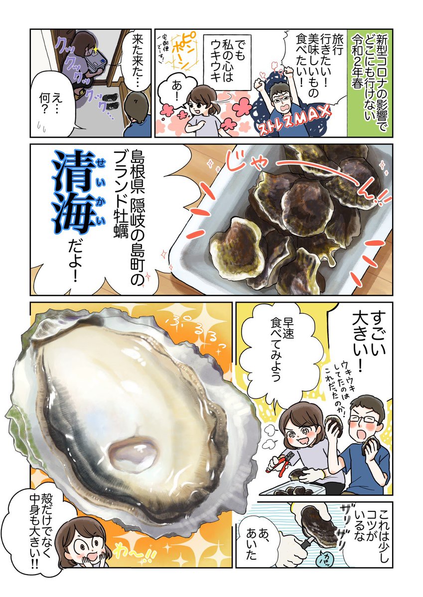 「隠岐の島町×イラストレーター」という企画に参加させていただき、隠岐の島町特産の大粒ぷりぷりで生でも安心して食べられる岩牡蠣と八朔のいい香りのするお酒を堪能させてもらいました!
この美味しさ伝われ～～!!
#隠岐の島をPR
#隠岐の島町の特産品
#隠岐のお絵カキ 