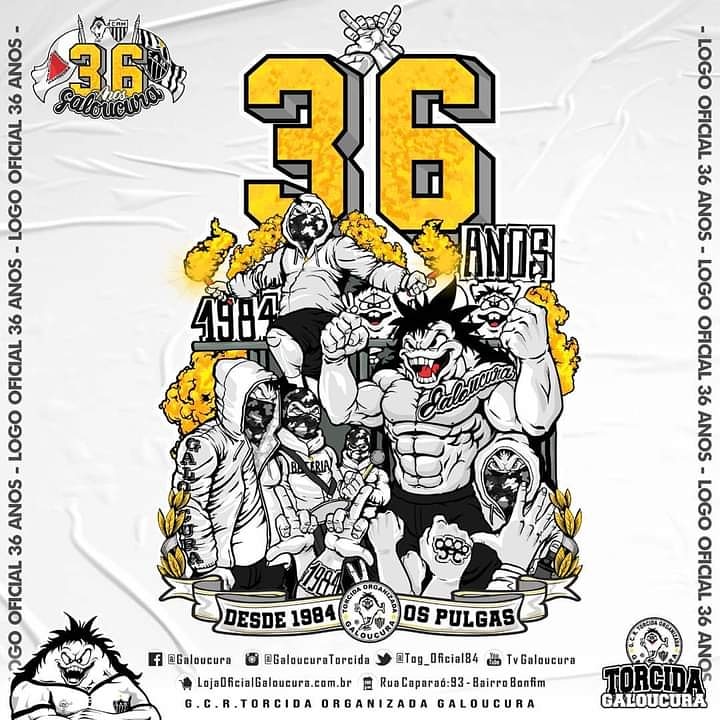 Galoucuraes's tweet photo. No dia 11 de novembro de 1984, surgia uma torcida que em pouco tempo, tomaria conta da cidade. O G.C.R.T.O.Galoucura foi fundado para apoiar e defender as cores do Clube @Atletico Mineiro. https://t.co/UnN8euWCze