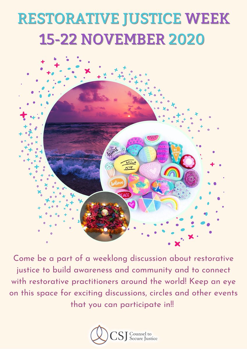 Between November 15-22, organisations across the world celebrate Restorative Justice week in an effort to spread awareness on RJ. Join us as we participate for the first time ever! #RJweek2020 #rjweek
#IndiaRJWeek2020 #restorativeintervention
#restorativepractices (1/2)