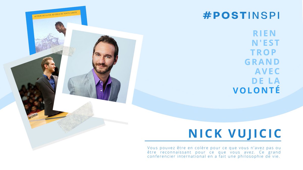 Postexo_app's tweet photo. #PostInspi
Vous pouvez être en colère pour ce que vous n'avez pas ou être reconnaissant pour ce que vous avez. Nick Vujicic grand conferencier international en a fait une philosophie de vie.
#Motivation #Inspiration #PostExo #RienN'estTropGrand #AvecDeLaVolonté https://t.co/DKhCKnOgfq