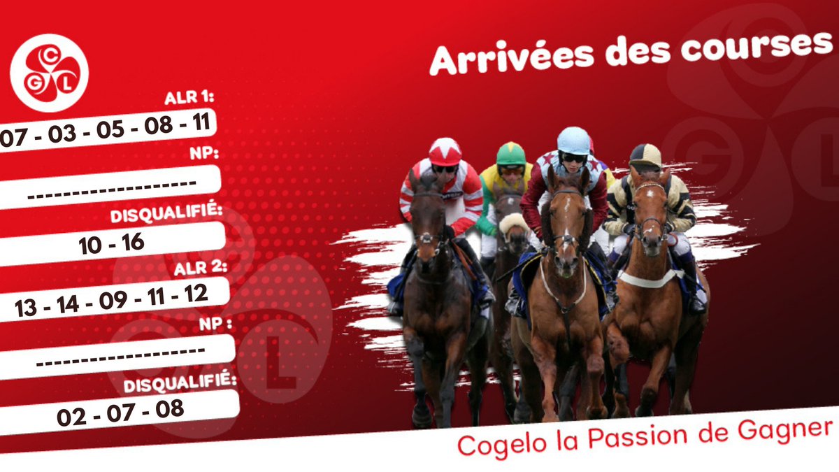 🚨 Arrivées des courses du Mardi 10 Novembre 2020. 
Chaque jour la COGELO travaille pour vous faire gagner...
#cogelo #ChezMoiAuCongo #pmu #lapassiondegagner #football #winfoot #Congo