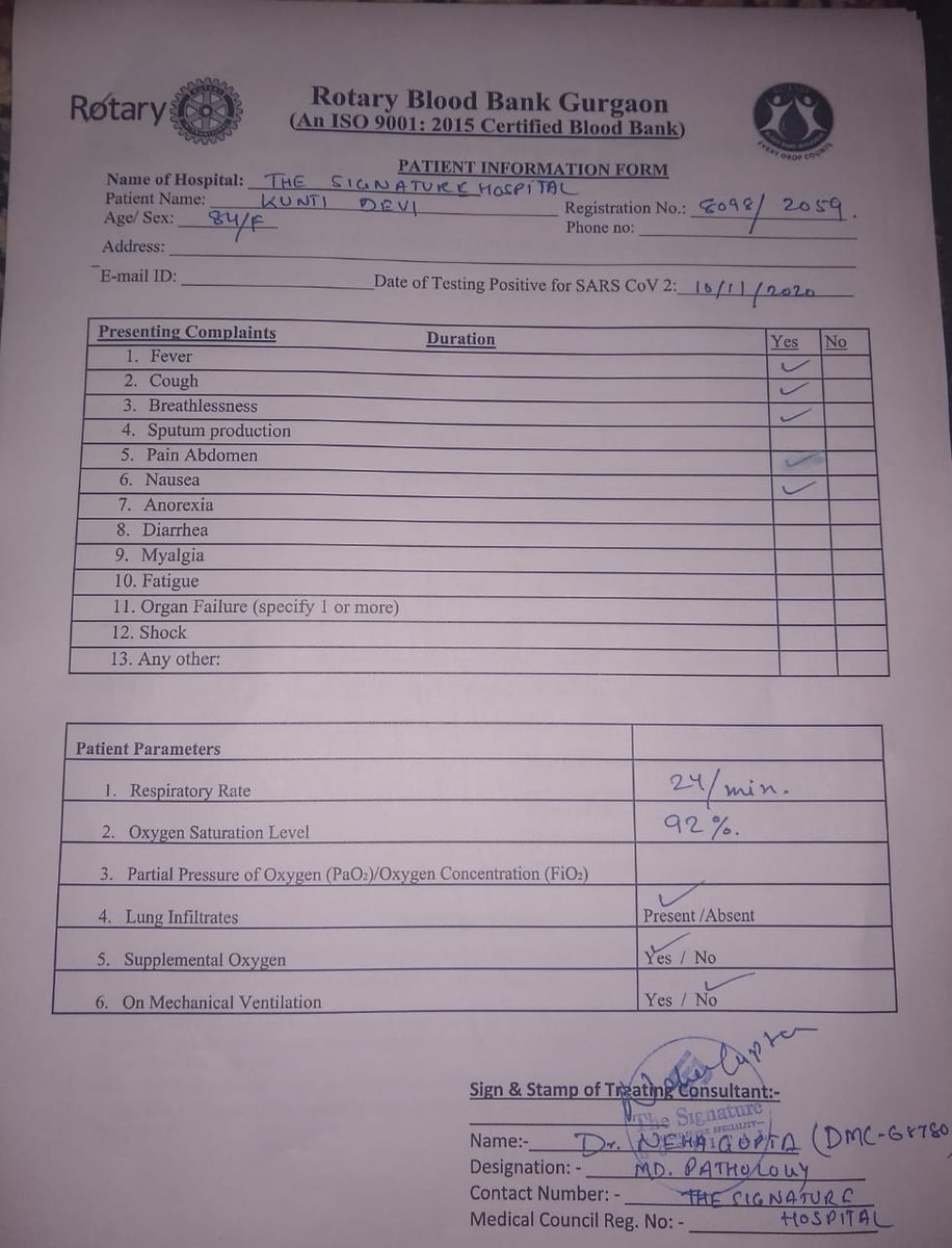 vipul_aroh's tweet photo. @Pirathamesh @sunilkapoor8 @BloodAid @BloodDonorsIn @sandhyafernez @rohit_4464 @Rajput_Ramesh @CovidPlasmaIn Here's the prescription. You can connect with me at 8447414175. https://t.co/Wq4ubuHZft