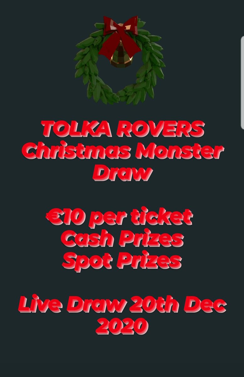 TolkaRoversAFC's tweet photo. ๐ดโช๐ Tolka Rovers Christmas Monster Draw ๐
#finglas #ballymun #glasnevin #ballygall https://t.co/3Sdnkngqyc