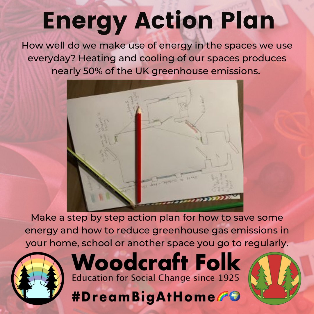 Energy Action Plan-How well do we make use of energy in the spaces we use? Heating &amp; cooling our spaces produces nearly 50% of the UK greenhouse emissions. Make a step by step action plan for how to save energy in our everyday lives and the spaces we visit dreambigathome.uk/activity/energ…