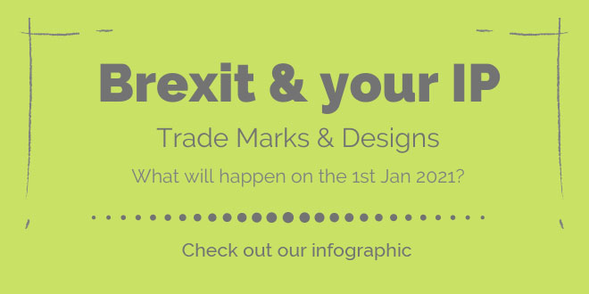 The #Brexit transition deadline is fast approaching, so how will that impact your #IP? Our new infographic outlines what will happen to registered, pending and new EU / International #TradeMarks and #Designs from the 1st Jan 2021. View here > bit.ly/387v7V3