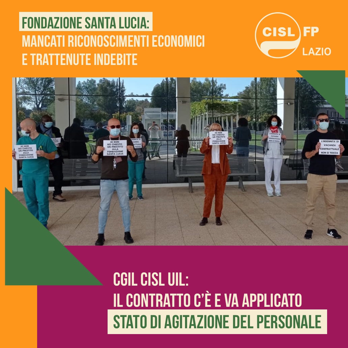 cisl_fplazio's tweet photo. #SanitàPrivata. @SantaLuciaIRCCS, mancati #riconoscimenti economici e #trattenute indebite. #CgiCislUil: “Il #contratto c’è e va applicato. Al via lo stato di #agitazione”
#ilmiolavorovale https://t.co/Y9h2nWfo9A
