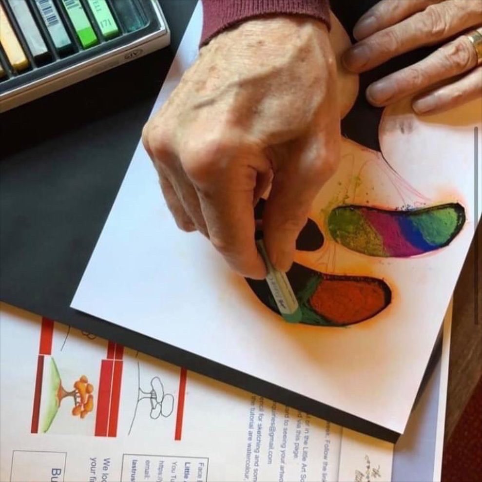 DementiaATrust's tweet photo. It was such a delight to see our students at @WindyhallH complete their #Autumn tree pictures in pastel, such cosy colours🍂
Also such an encouragement to see our art classes continuing digitally,  despite #lockdown
 #dementia #dementiaawareness #alzheimers #scottishcarehomes https://t.co/EVdOv338VC